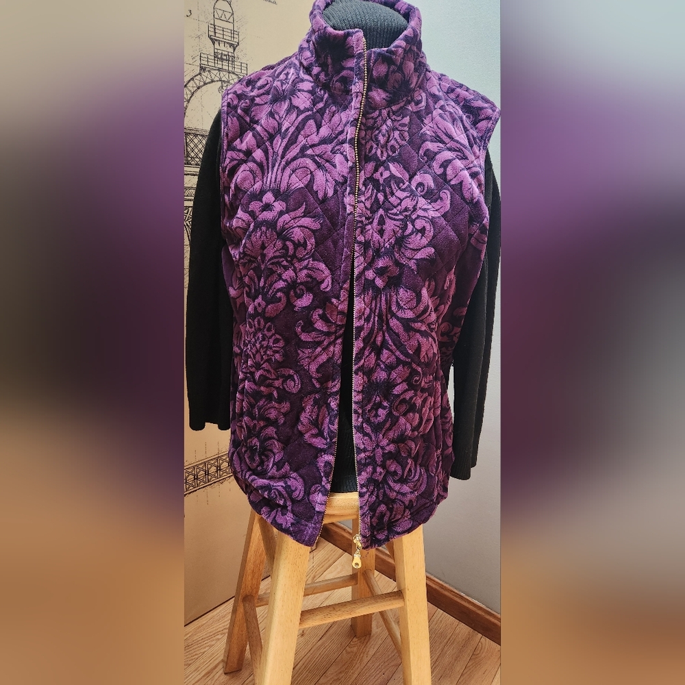 Violet Velour-like, quilted vest.  XL by Charter Club